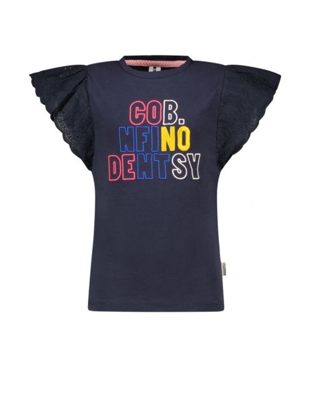 Girls Navy Flutter Sleeve Graphic Tee